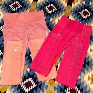 EUC BUNDLE Vibrant Pink and Coral women’s  Leggings XS
